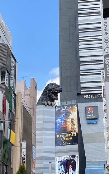 Toho Cinemas Godzilla Head Statue in Shinjuku Kabukicho